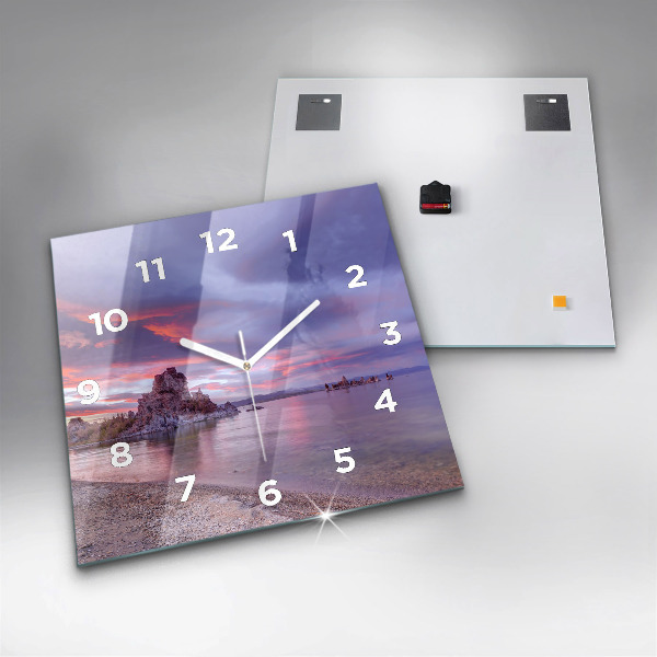 Square glass wall clock California Sunrise