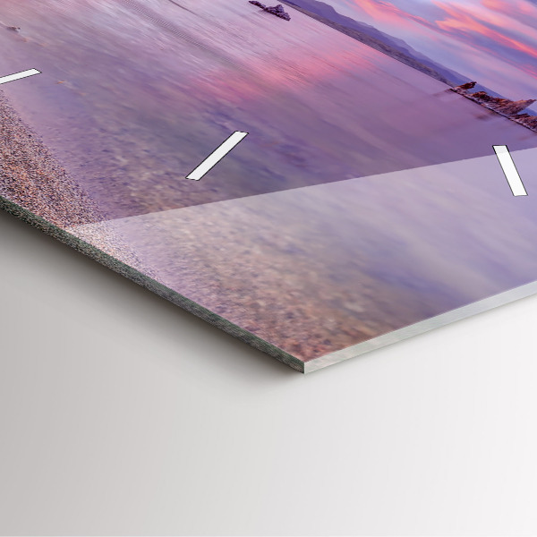 Square glass wall clock California Sunrise