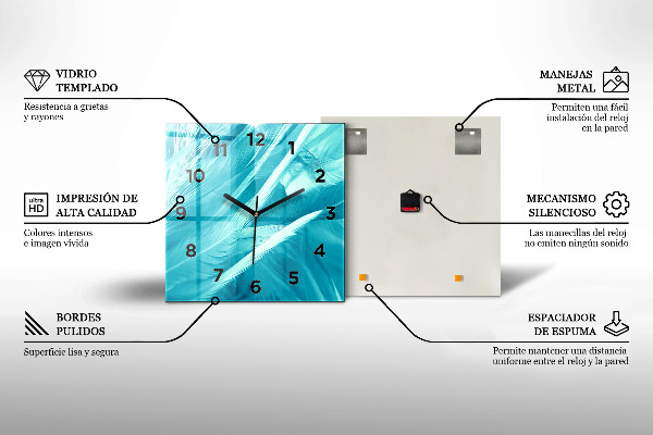 Square glass wall clock California Sunrise