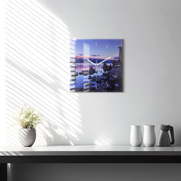 Square glass wall clock Lake California