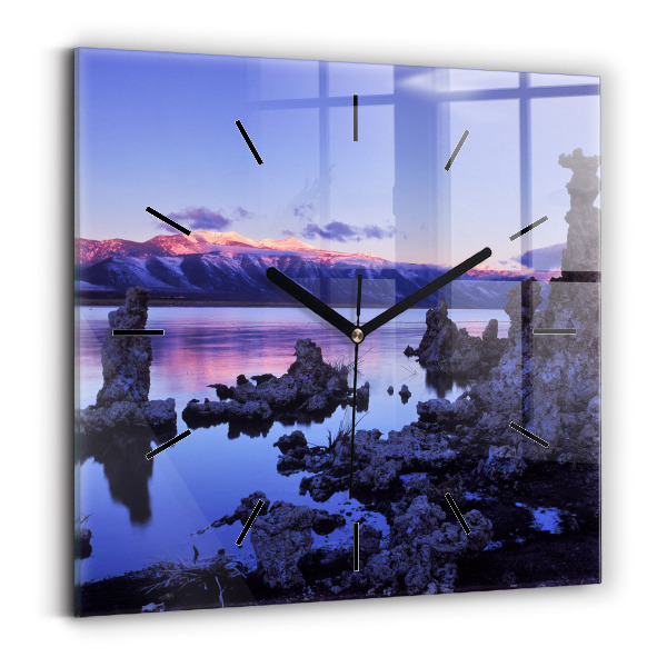 Square glass wall clock Lake California