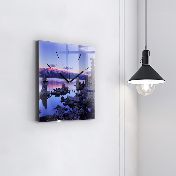 Square glass wall clock Lake California