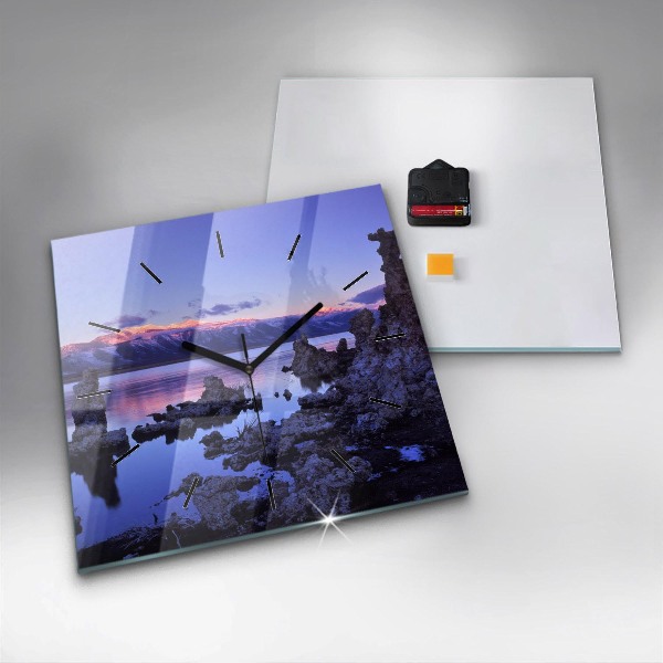 Square glass wall clock Lake California