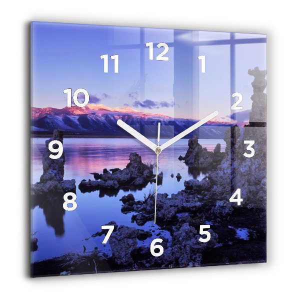 Square glass wall clock Lake California