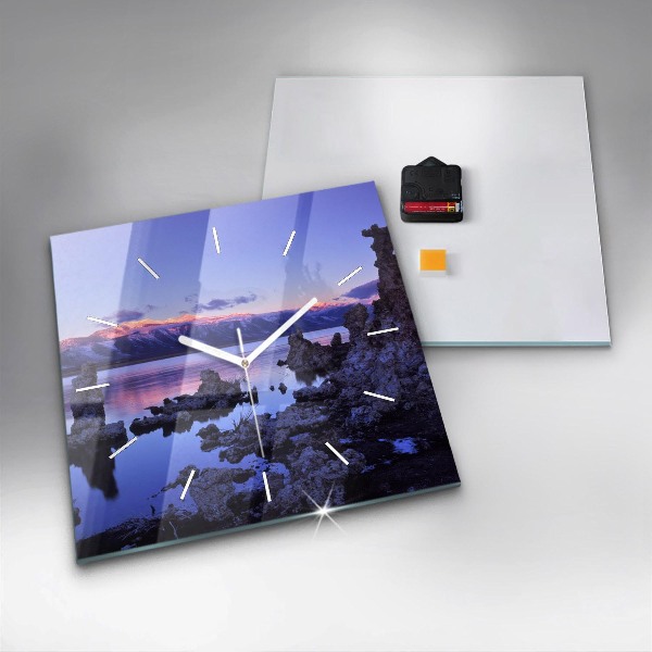 Square glass wall clock Lake California