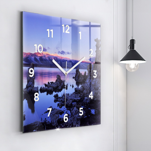 Square glass wall clock Lake California