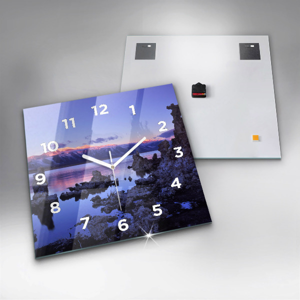 Square glass wall clock Lake California