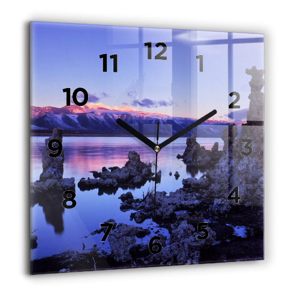 Square glass wall clock Lake California