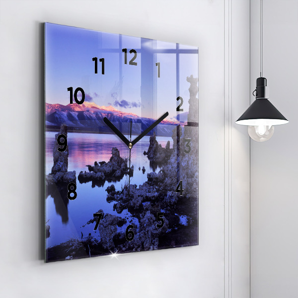 Square glass wall clock Lake California