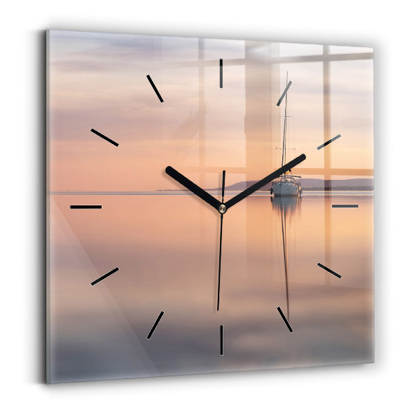 Square glass wall clock Lake Balaton USA