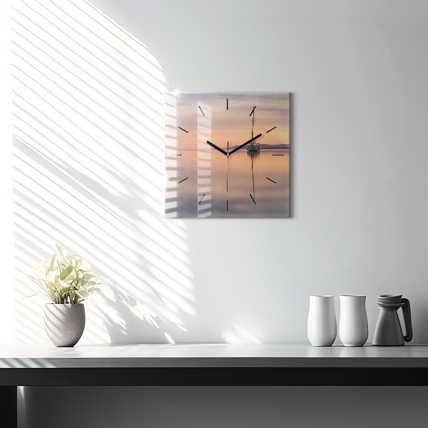 Square glass wall clock Lake Balaton USA