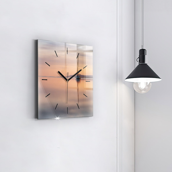 Square glass wall clock Lake Balaton USA