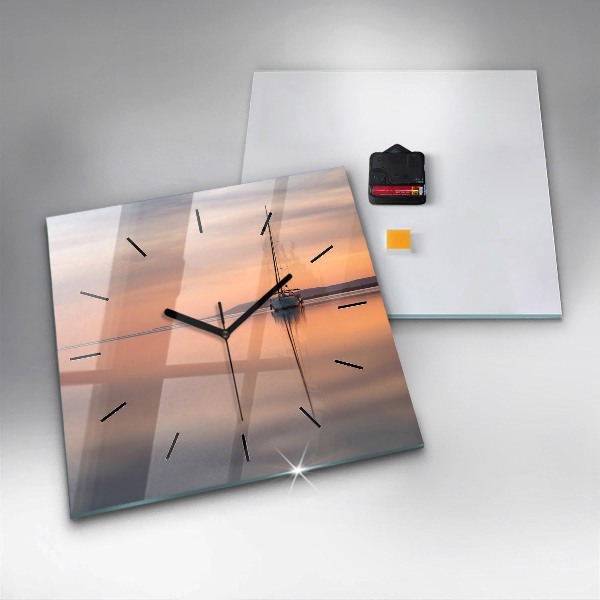 Square glass wall clock Lake Balaton USA