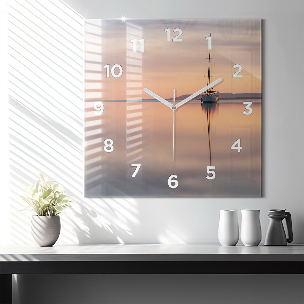 Square glass wall clock Lake Balaton USA