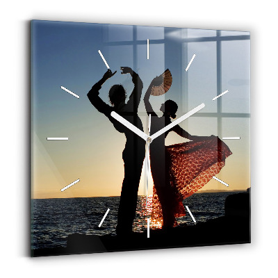 Square glass wall clock Spanish Dance at Sea