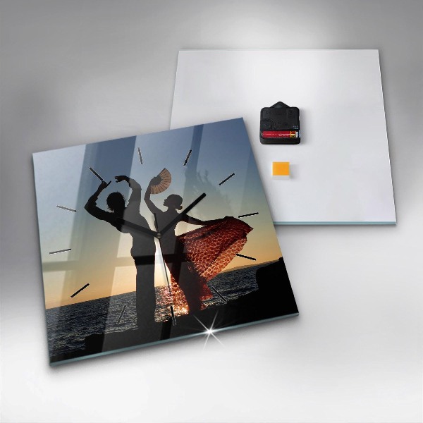 Square glass wall clock Spanish Dance at Sea