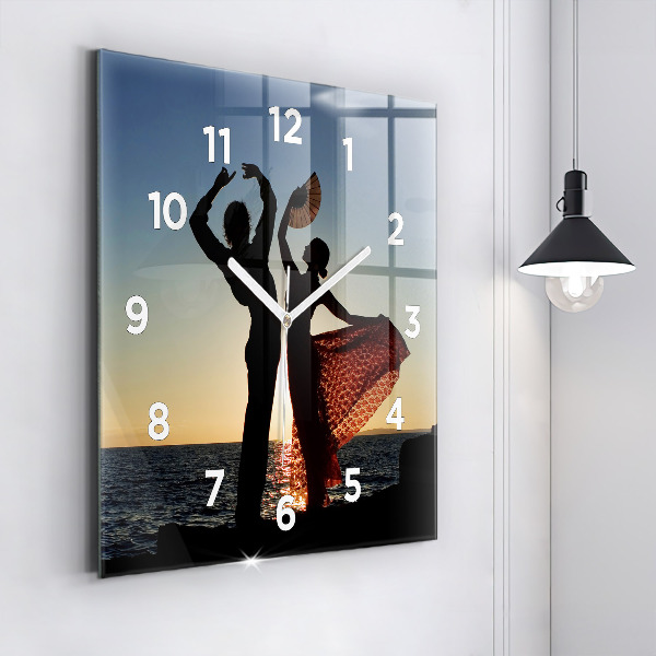 Square glass wall clock Spanish Dance at Sea