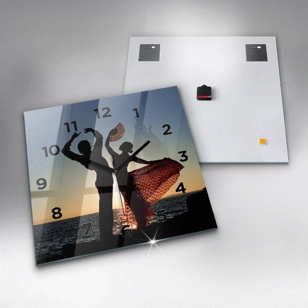 Square glass wall clock Spanish Dance at Sea