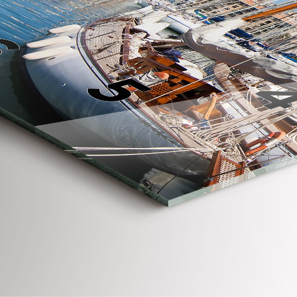 Square glass wall clock Marina in Marseille France