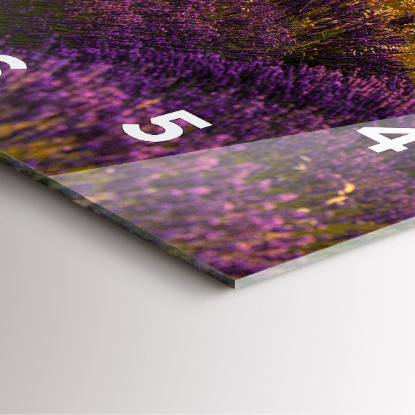Square glass wall clock Lavender meadow France