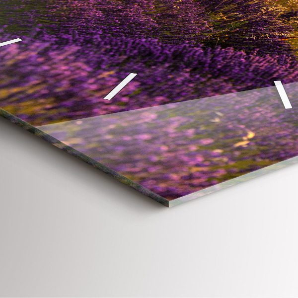 Square glass wall clock Lavender meadow France