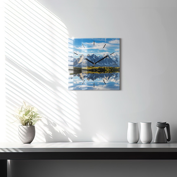 Square glass wall clock Chamonix Valley, French Alps