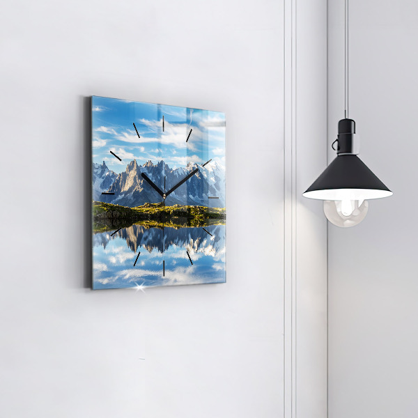 Square glass wall clock Chamonix Valley, French Alps