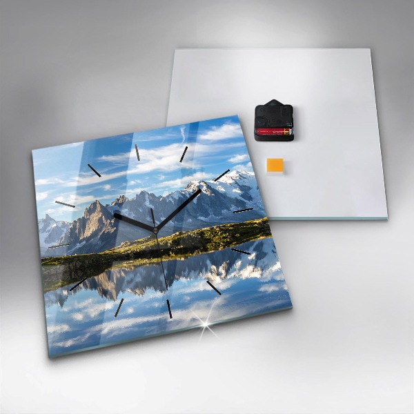 Square glass wall clock Chamonix Valley, French Alps