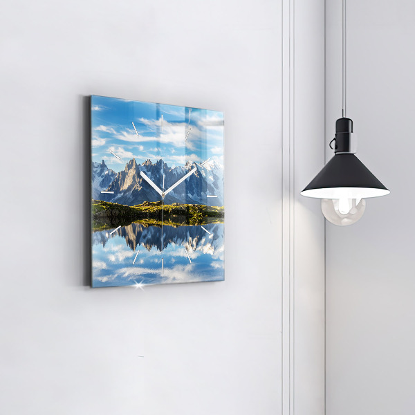 Square glass wall clock Chamonix Valley, French Alps