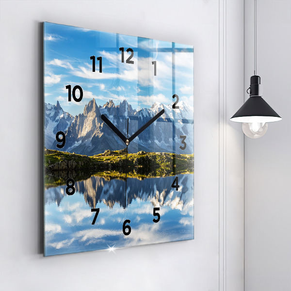 Square glass wall clock Chamonix Valley, French Alps