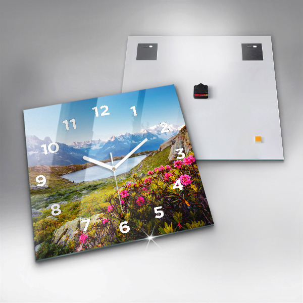 Square glass wall clock Mont Blanc Glacier Chamonix