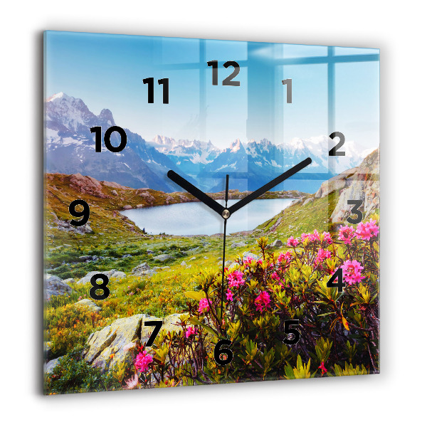 Square glass wall clock Mont Blanc Glacier Chamonix