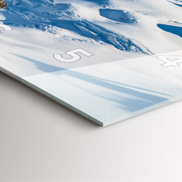 Square glass wall clock Skier in the Alps