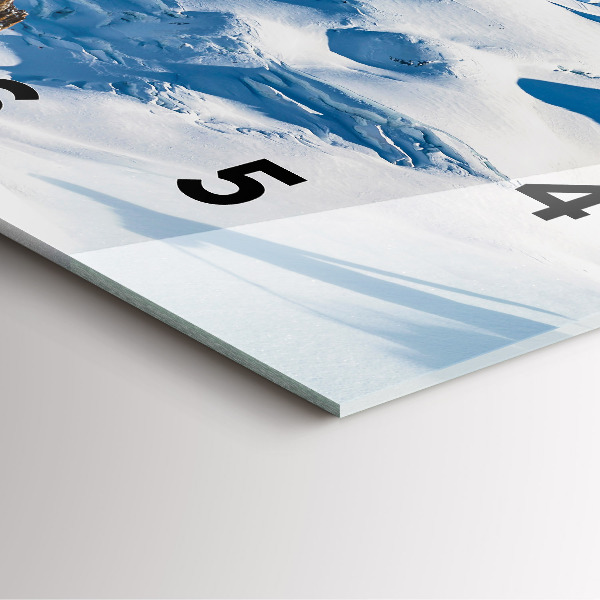 Square glass wall clock Skier in the Alps
