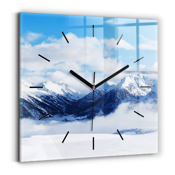 Square glass wall clock Mountain panorama