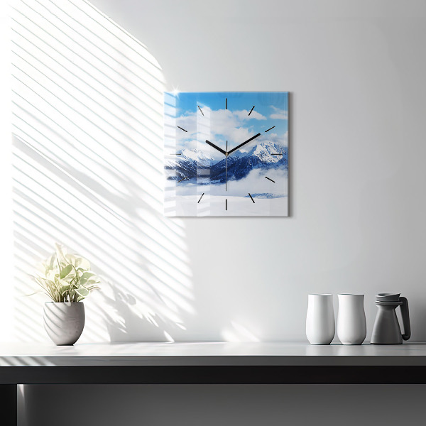 Square glass wall clock Mountain panorama