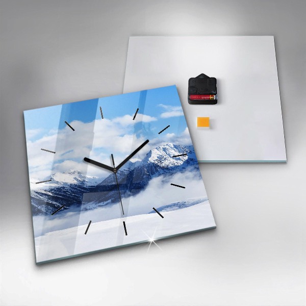 Square glass wall clock Mountain panorama