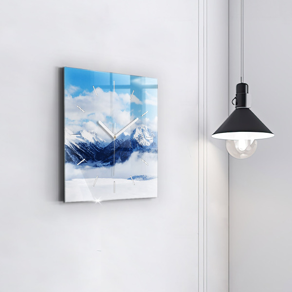 Square glass wall clock Mountain panorama