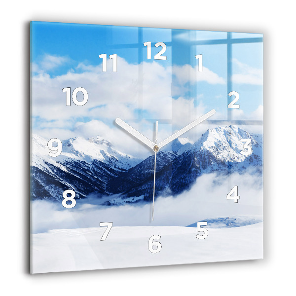 Square glass wall clock Mountain panorama