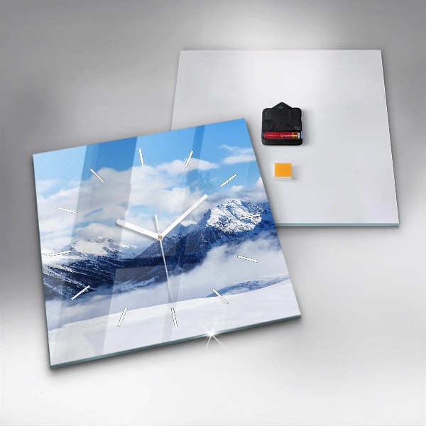 Square glass wall clock Mountain panorama