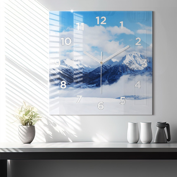 Square glass wall clock Mountain panorama