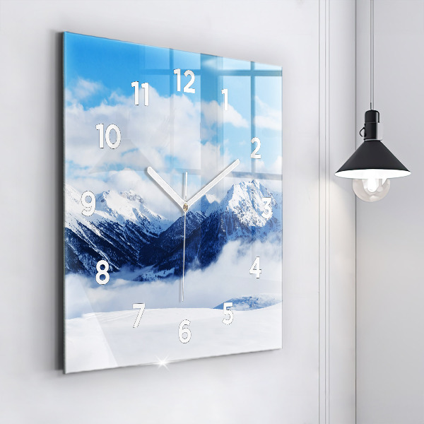 Square glass wall clock Mountain panorama
