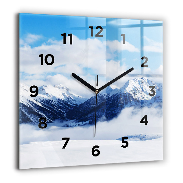 Square glass wall clock Mountain panorama