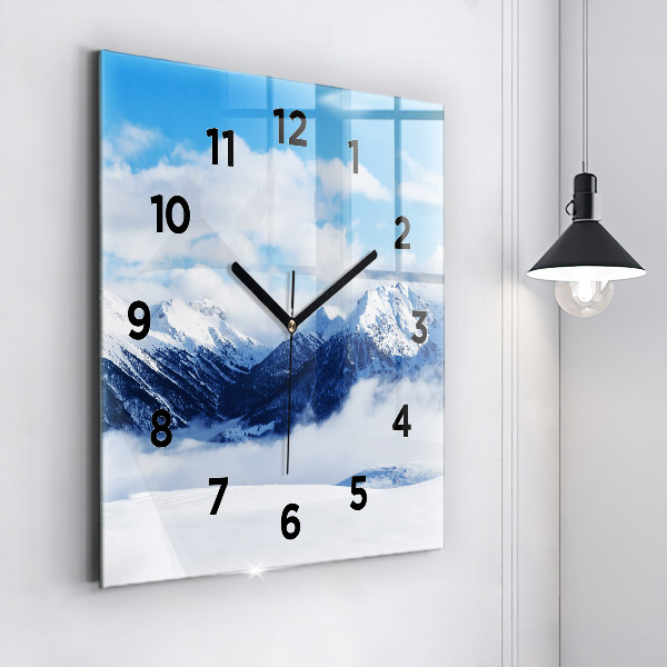 Square glass wall clock Mountain panorama