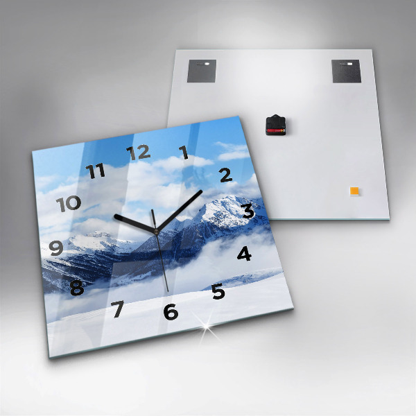 Square glass wall clock Mountain panorama