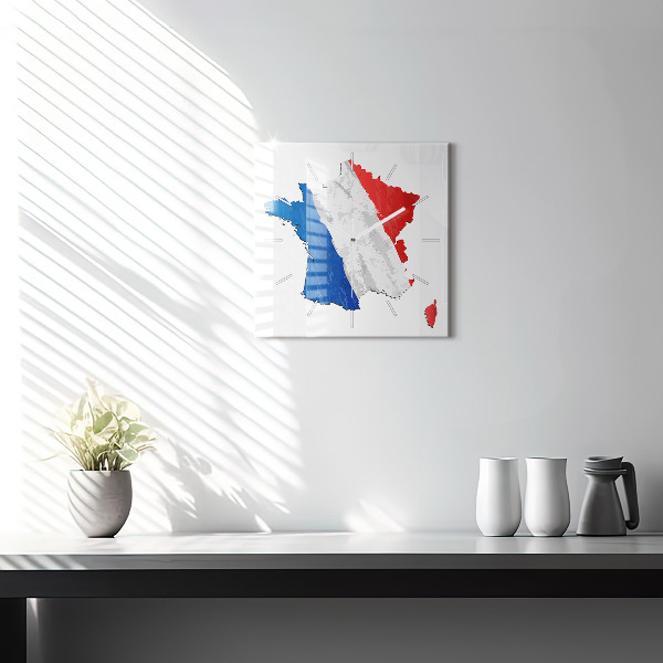 Square glass wall clock Flag of France