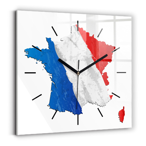 Square glass wall clock Flag of France