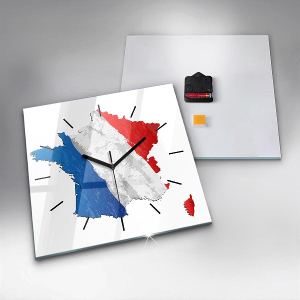 Square glass wall clock Flag of France