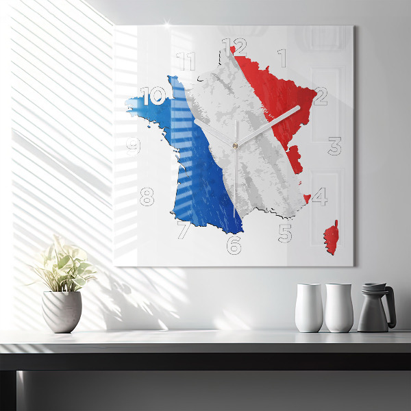 Square glass wall clock Flag of France