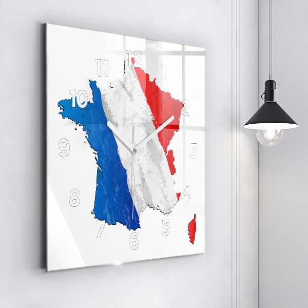 Square glass wall clock Flag of France